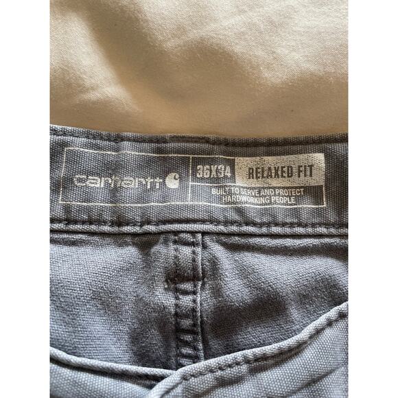 Carhartt rugged flex gray workwear pants 36x34 relaxed fit canvas marked - Picture 3 of 6